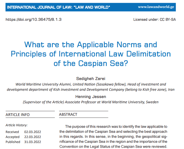 What are the Applicable Norms and Principles of International Law Delimitation of the Caspian Sea?